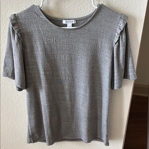 Nine West Gray Ruffled Short Sleeve T-Shirt